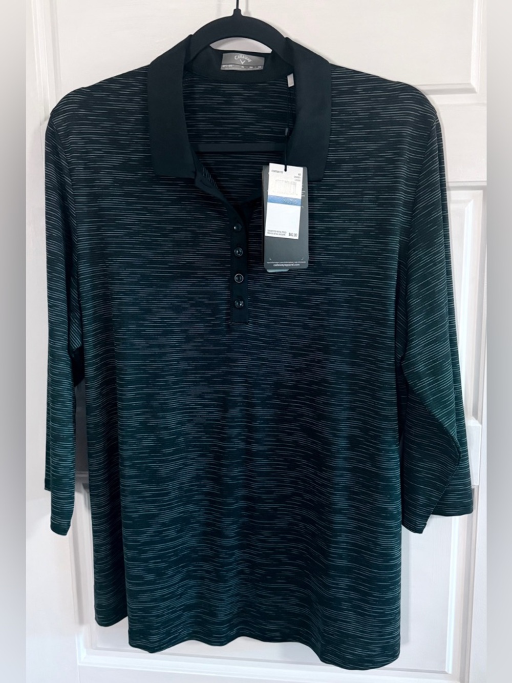 NWT Callaway Black and white Heathered Polo